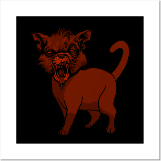 devilish red zombie cat Posters and Art